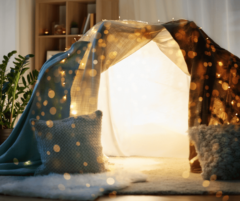 Inside Homemade Blanket Fort