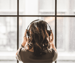 Woman Listening on Headphones