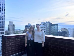 Rooftop picture of two girls in NYC