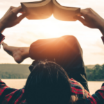 Women read books in quiet nature, concept read a books.